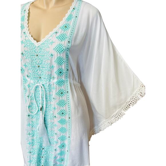 New Melissa Odabash Isabelle White/Mint Beach Coverup Dress Fit Medium/Large - Picture 8 of 10